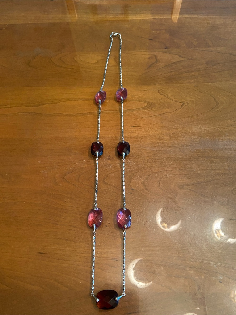 Statement Purple Bead Long Necklace - Unbranded. Faceted beads.